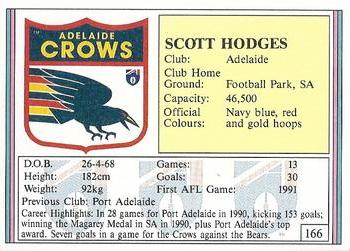 1992 AFL Regina #166 Scott Hodges Back